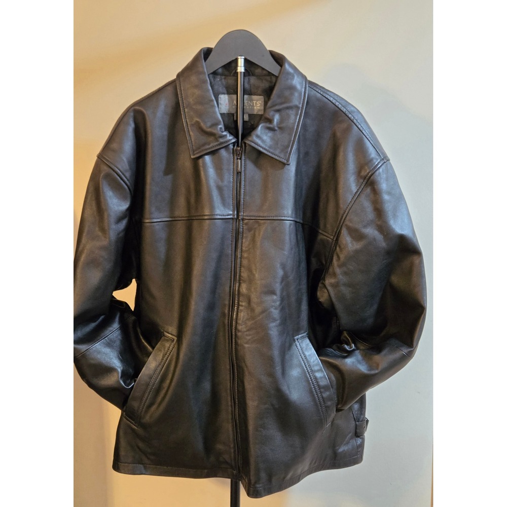 Accents Collection 100% Genuine Leather Jacket Mens Size Large Black